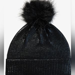 Express Metallic Knit Pom Beanie